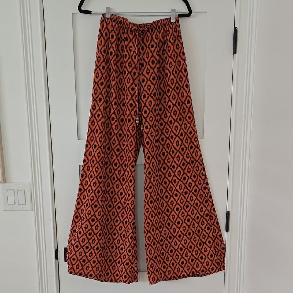 Miss Me Orange and Black Wide Leg Pants
